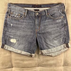 Levis Womens Jean Shorts Boyfriend Rolled Hem  Denim Medium Wash Blue Size 12